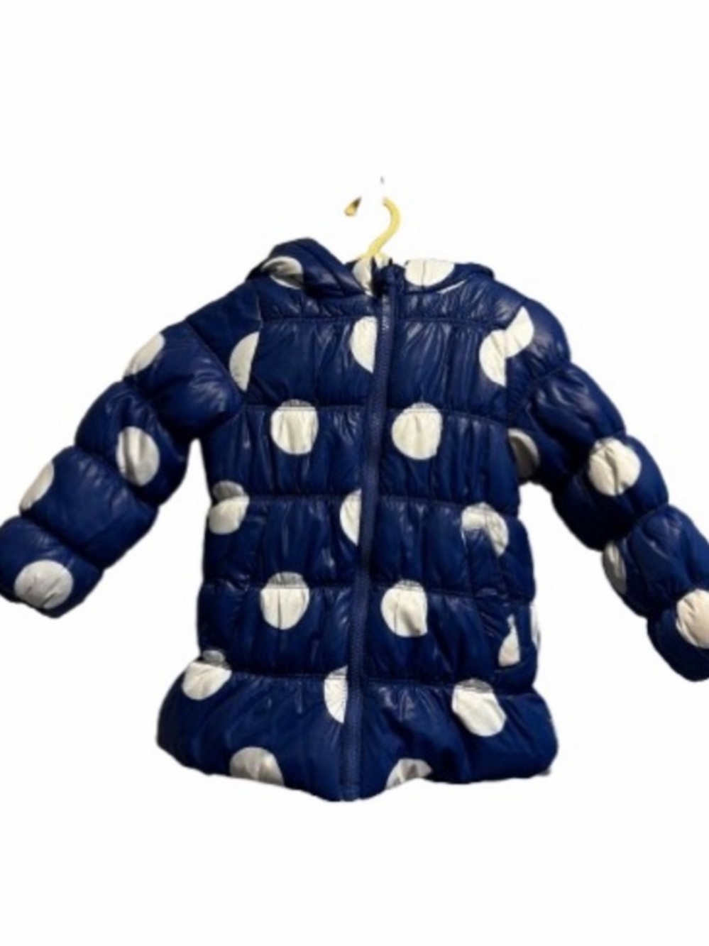Pumpkin Patch Toddler Girls Blue White Polka Dot Hooded Puffer Coat Size 3